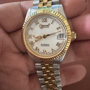 Womens Vintage Ogival Automatic Date Watch gold silver